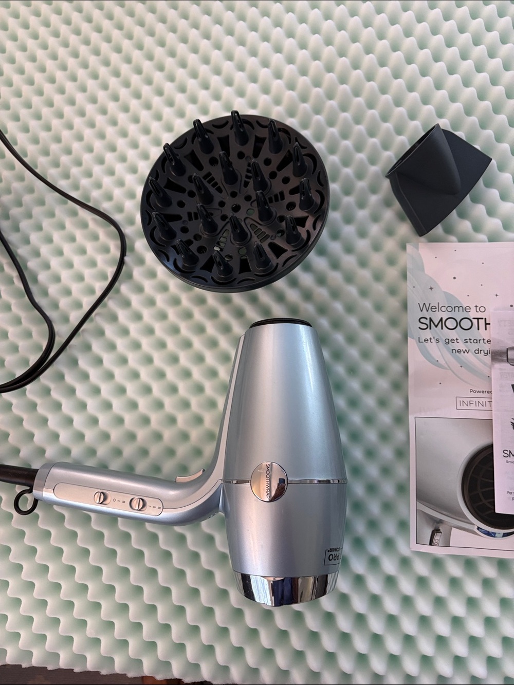 INFINITIPRO by Conair Silver Travel Hair Dryer with Diffuser
